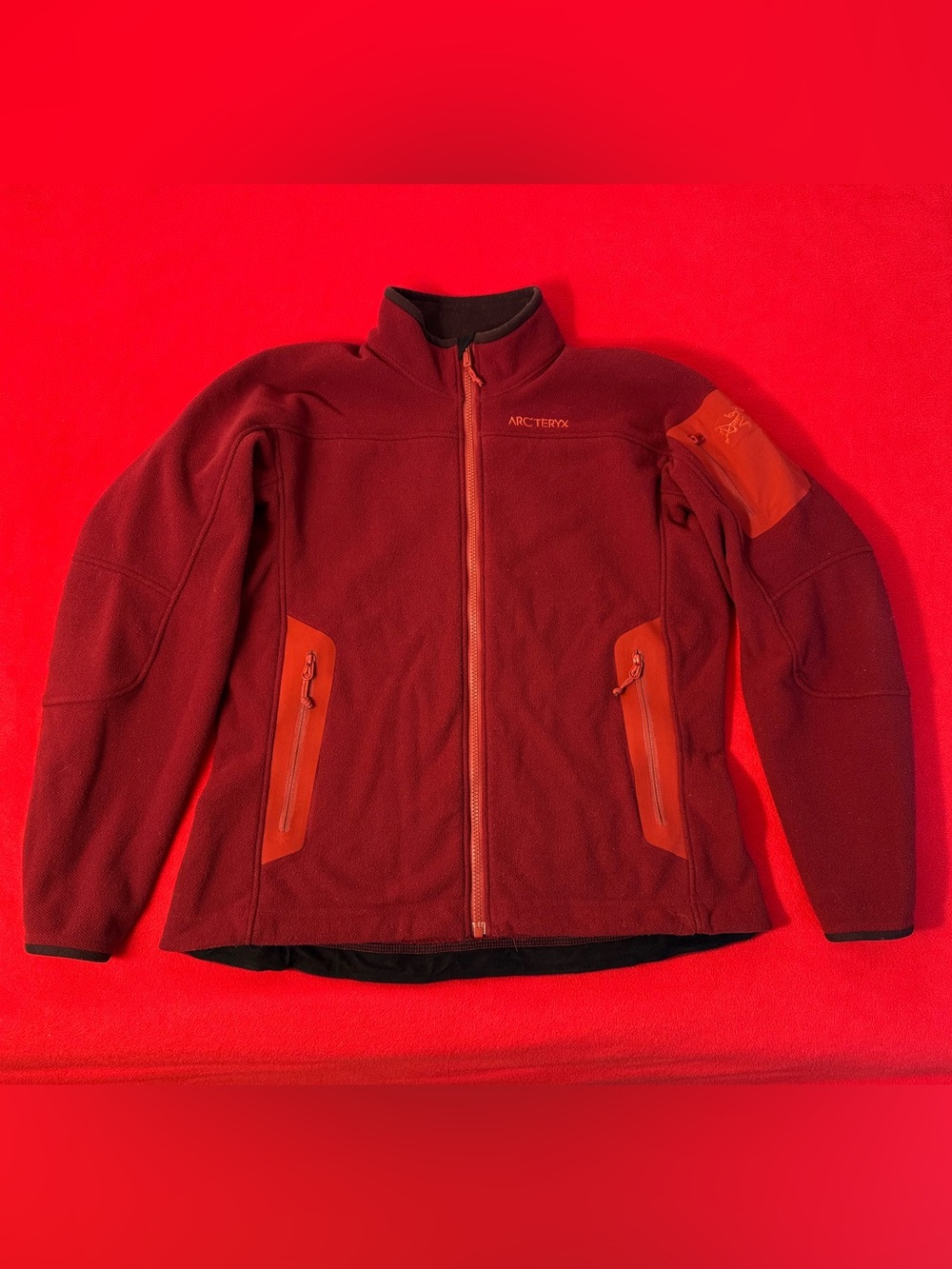 Vintage Arc’teryx Polartec Fleece Softshell Burgundy Zip Up Jacket Womens Size L